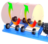 Stationary drum mixers roll a drum on its side