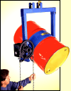 Below hook drum handler to lift and pour drum up to 200 Lb.