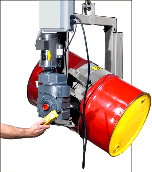 Morse Stainless Steel BelowHook Drum Pourers with powered drum tilt