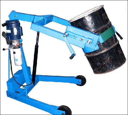 Custom Hydra-Lift Karrier drum handler with counter weight and extended reach to pour beyond front wheels