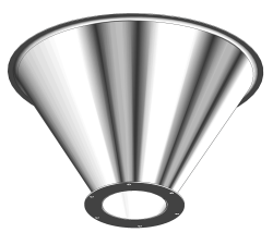Stainless Steel Drum Cone with flange to attach Iris Valve or Slide Gate