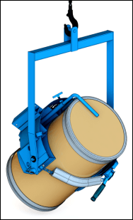 Below-the-Hook Drum Carrier with Diameter Adaptor for Smaller Drum