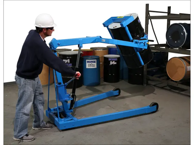 Raise drum and tilt to horizontal position - Model 405 with manual lift and tilt control
