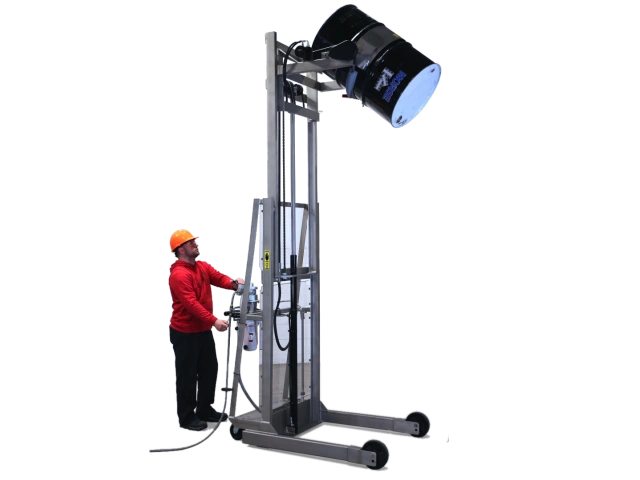 Stainless Steel Vertical-Lift Drum Pourer with Air Power Lift and Tilt Control - Model 520SS-114