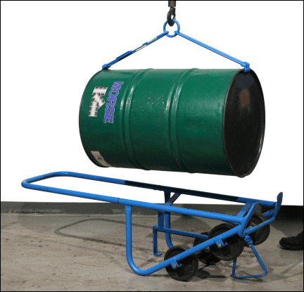 Use drum truck to position drum for horizontal lifting