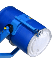 Drum dumper shown with Top Rim Clamp Option for rimmed 55-gallon plastic drum