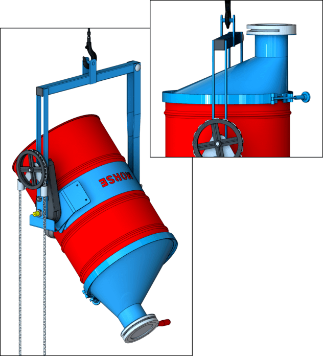 Images of BelowHook Drum Carrier to lift and pour drum weighing up to