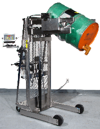 Vertidor especializado de tambor con elevaci�n vertical de acero inoxidable equipado con b�scula