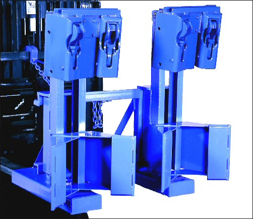 MORSpeed forklift attachment to handle 1 or 2 drums with 2 heads per drum