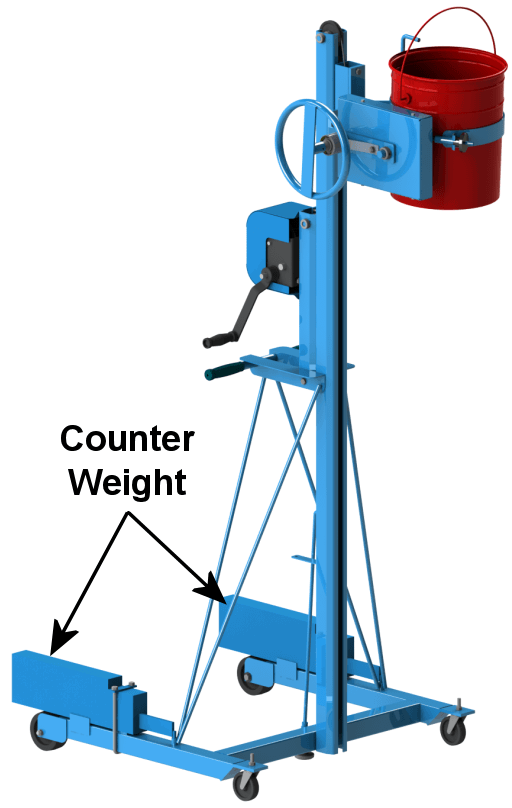 5-Gallon Pail Handler shown with counter weight installed 5-Gallon Pail Handler shown with counter weight installed