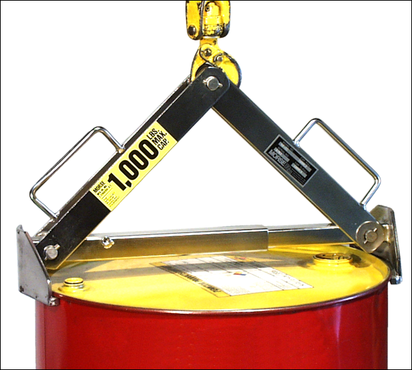 Images of Morse Belowhook drum lifters for steel, fiber or plastic