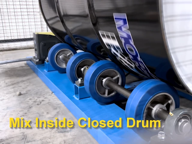 Mix inside a closed drum