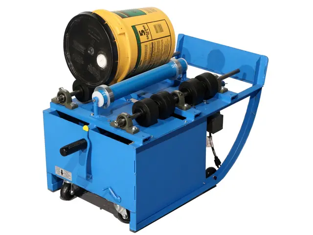 Idler attachment to roll a 1 to 5 gallon size can on a wheeled 201 Series drum roller