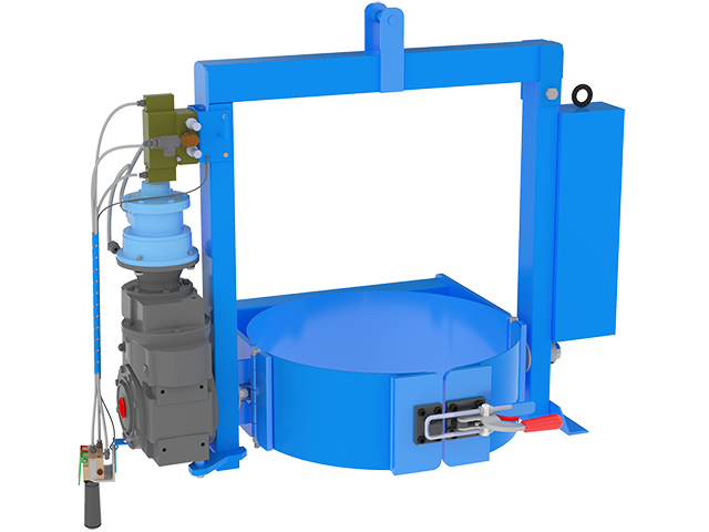 Below-Hook Carrier to lift and pour a 55-gallon (210 liter) steel drum