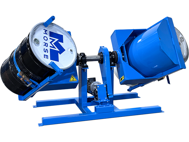 Tumble steel, plastic or fiber drums with Morse Double Drum Tumbler