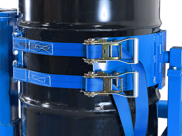 Secure drum with 2 web straps