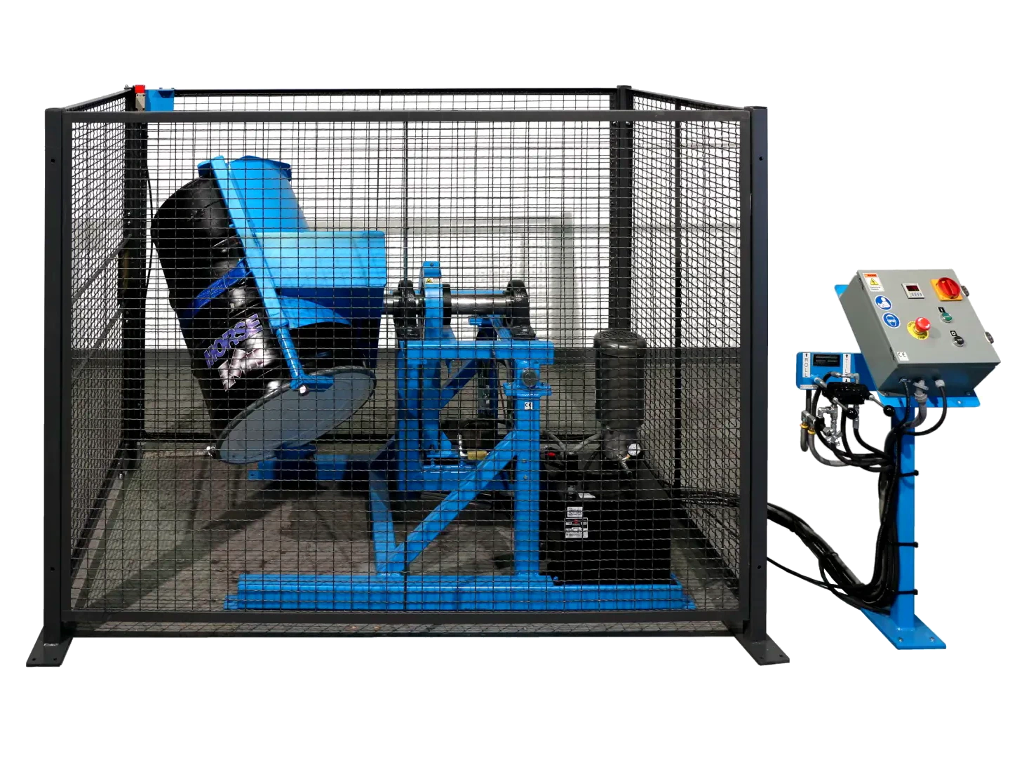 Tilt-To-Load Drum Tumbler with Automated Control Package and Safety Enclosure