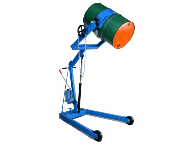 Hydra-Lift Drum Carrier with hand pump drum lift, and pull chain drum tilt control to pour at up to 72" high - Model 400A-72