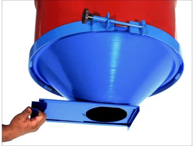 45 Degree Drum Cone with Valve Flange - Model 5-VF-45-23 shown with Slide Gate and Clamp Collar (each sold separately)