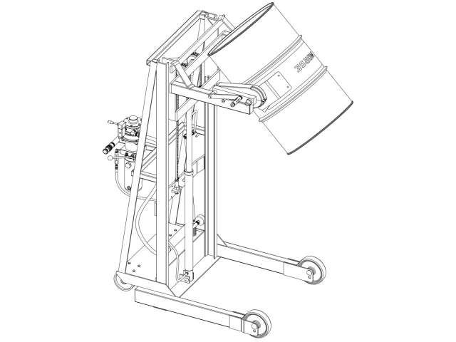 Model 510-124 Vertical-Lift Drum Pourer with AIR Power Drum Lift, and Manual Tilt Control