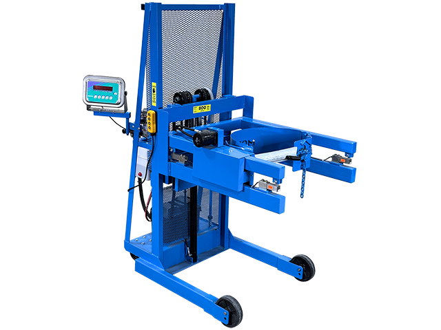 Scale-Equipped Drum Pourer with Battery Power Drum Lift and Tilt