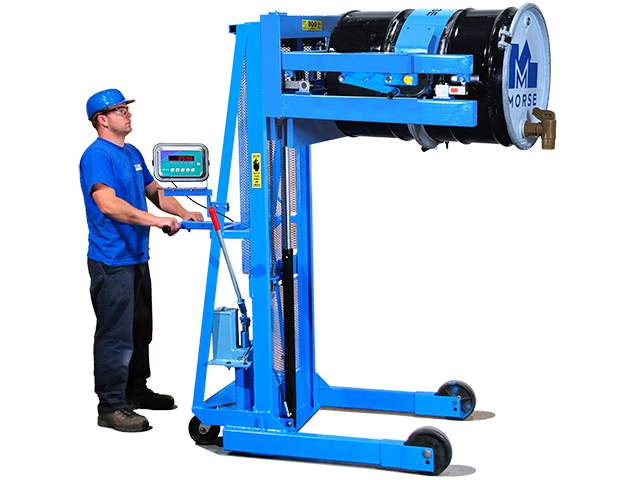 Scale-Equipped Drum Pourer with manual lift and tilt