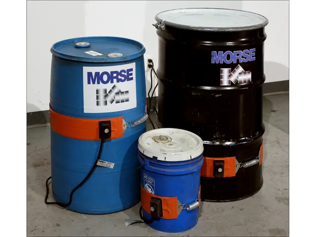Band Heaters on 5-gallon plastic pail, 30-gallon plastic drum, and 55-gallon steel drum