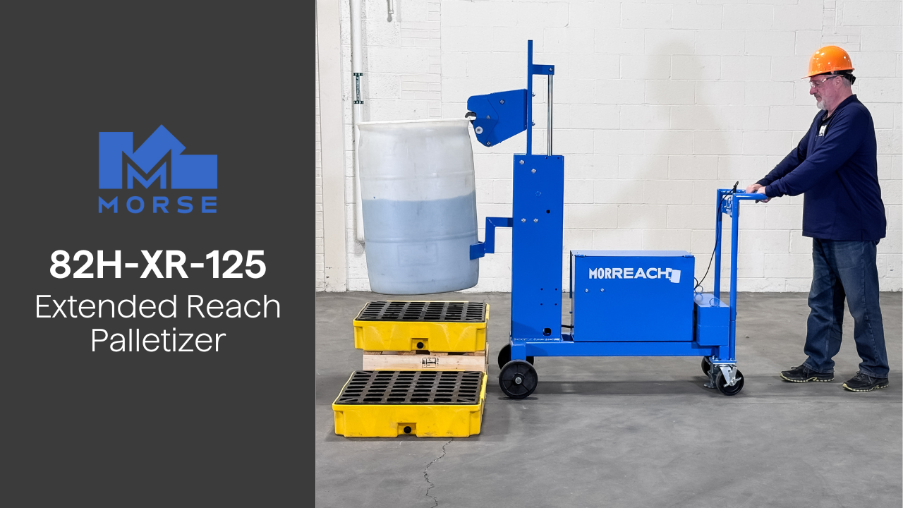 82H-XR-125 Extended Reach Drum Palletizer video image