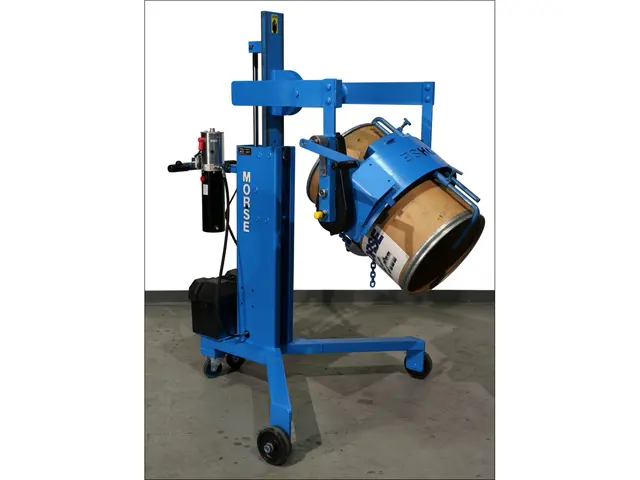 Model 82A-GT-125 shown with Diameter Adapter for smaller drum, and MORStop Tilt-Brake Option to automatically hold drum tilt angle