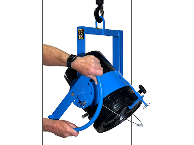 Model 85-5 PailPRO Below-Hook Pail-Karrier can tipper to lift and pour 5-gallon (20L) can or pail with your hoist