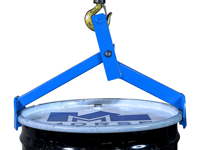 Lift 55-gallon (210L) steel drum with Morse model 91