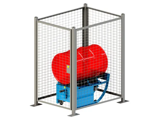 Guard Enclosure Kit with Interlock. Shown 201 Series Portable Drum Roller (sold separately).